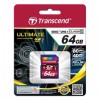 Карта памяти SDXC 64Gb Transcend Ultimate Class 10 UHS-1 U1, 90 Мб/с (TS64GSDXC10U1)