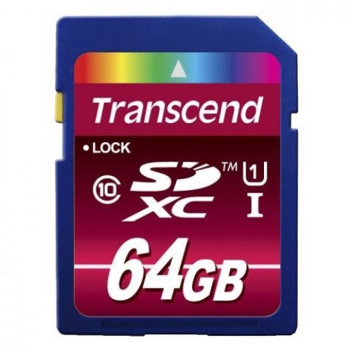 Карта памяти SDXC 64Gb Transcend Ultimate Class 10 UHS-1 U1, 90 Мб/с (TS64GSDXC10U1)