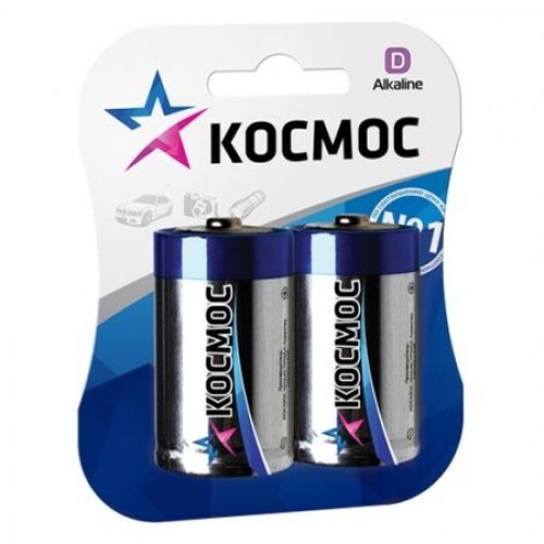 Батарейка D Космос LR20, щелочная, 2шт, блистер (KOCLR20MAX2BL)