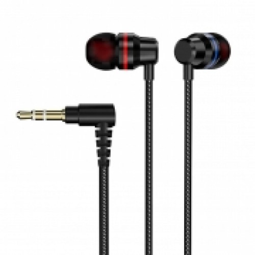 Наушники-вкладыши Perfeo IRON, метал. корпус, тканевая оплетка, черные (PF_A4632)