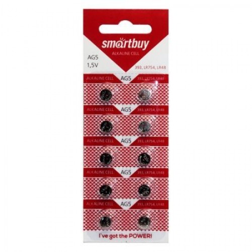 Батарейка Smartbuy AG5 393A/LR754/193 1.5V, 10 шт, блистер (SBBB-AG5-10B)