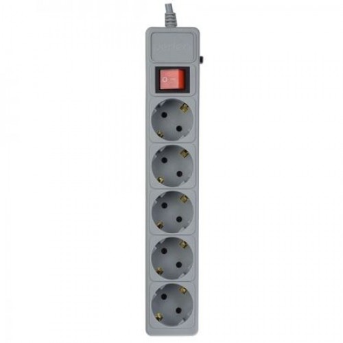 Сетевой фильтр Perfeo POWER+ PF-PP-5/1,8-G, 1.8 м, 5 розеток, серый (PF_A4659)
