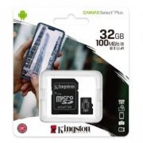 Карта памяти Micro SDHC 32Gb Kingston Class 10 Canvas Select + UHS-I U1 A1, 100 Мб/с + адаптер SD