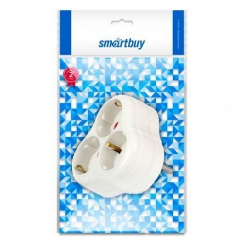 Переходник тройник Smartbuy, с заземлением, круглый, белый, 250В 16А (SBE-16-A01-3z)