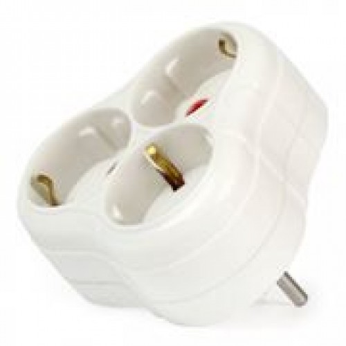 Переходник тройник Smartbuy, с заземлением, круглый, белый, 250В 16А (SBE-16-A01-3z)