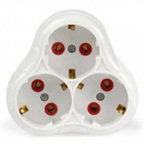 Переходник тройник Smartbuy, с заземлением, круглый, белый, 250В 16А (SBE-16-A01-3z)