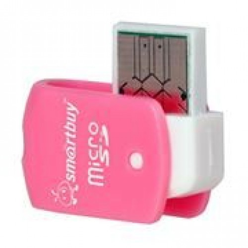 Карт-ридер внешний USB Smartbuy SBR-706-P Pink, microSD/microSDHC