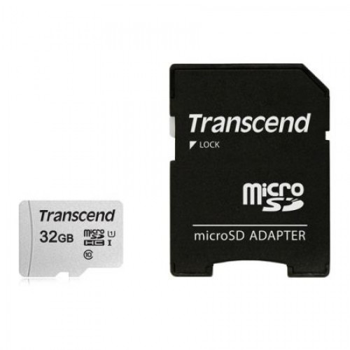 Карта памяти Micro SDHC 32Gb Transcend 300S Class 10 UHS-I U1 + адаптер SD (TS32GUSD300S-A)