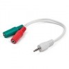 Адаптер аудио для гарнитуры 3.5 4pin plug -> 2x3.5 jack, 0.2 м, белый, Cablexpert (CCA-417W)