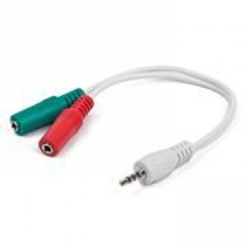 Адаптер аудио для гарнитуры 3.5 4pin plug -> 2x3.5 jack, 0.2 м, белый, Cablexpert (CCA-417W)