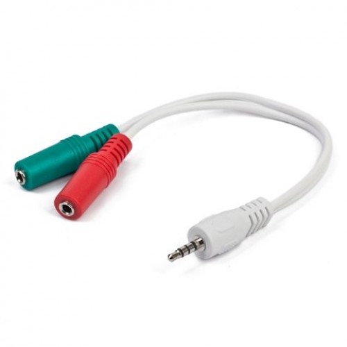 Адаптер аудио для гарнитуры 3.5 4pin plug -> 2x3.5 jack, 0.2 м, белый, Cablexpert (CCA-417W)