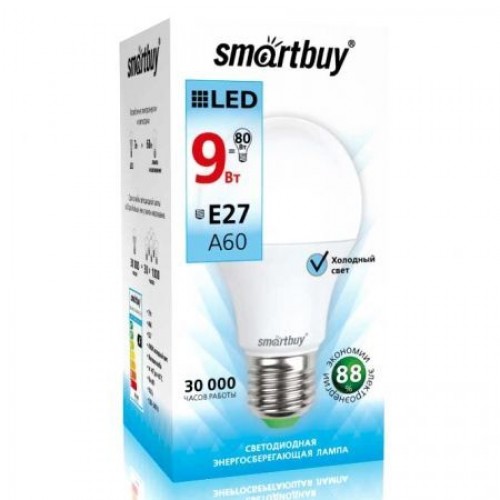 Светодиодная (LED) лампа Smartbuy A60 09W/4000/E27 (SBL-A60-09-40K-E27-N)