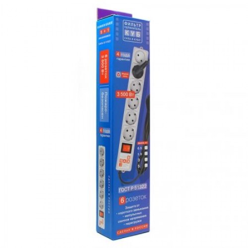 Сетевой фильтр Power Cube 5+1 3.5 кВт 16A, белый, 1.9 м, 6 розеток (SPG(5+1)-16B-1,9М)