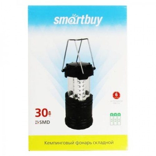 Фонарь кемпинговый Smartbuy, аккумуляторный, черный, складной, 30 SMD (SBF-30-F)