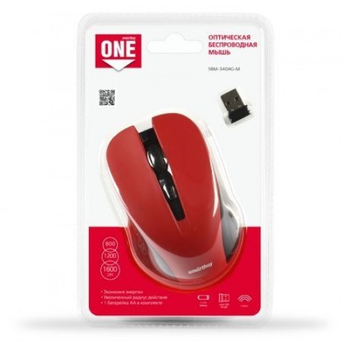 Мышь беспроводная Smartbuy ONE 340 бордовая USB (SBM-340AG-M)