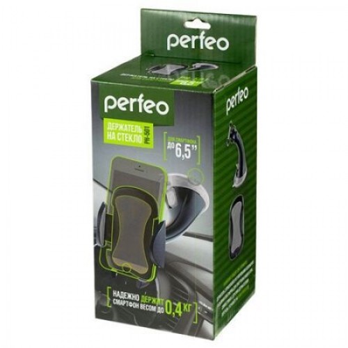 Держатель автомобильный на присоске для устройств до 6.5, черный/серый, Perfeo 501-2 (PF_4211)"