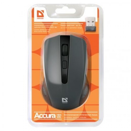 Мышь беспроводная Defender MM-935 Accura, серая (52936)