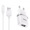 Зарядное устройство Hoco C11 1А USB + кабель microUSB, белое