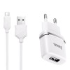 Зарядное устройство Hoco C11 1А USB + кабель microUSB, белое