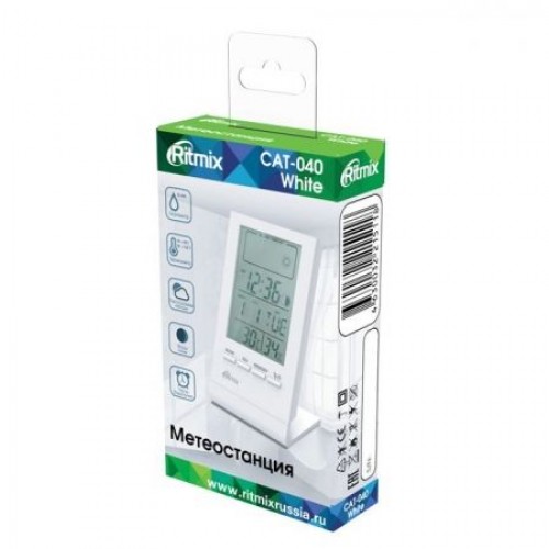 Метеостанция Ritmix CAT-040 с часами и будильником, белая