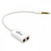 Адаптер аудио разветвитель 3.5 stereo plug -> 2x3.5 stereo jack, 0.15 м, белый, Ritmix (RAS-150)