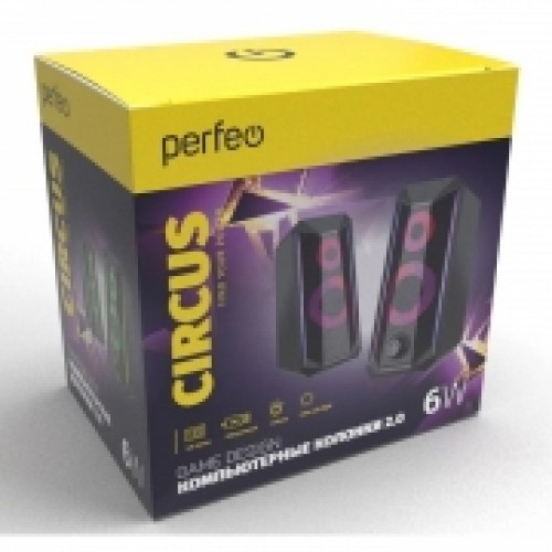 Колонки Perfeo Circus, 6 Вт, RGB-подсветка, питание от USB, черные (PF_B3375)