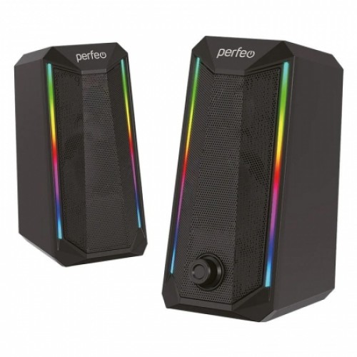 Колонки Perfeo Circus, 6 Вт, RGB-подсветка, питание от USB, черные (PF_B3375)
