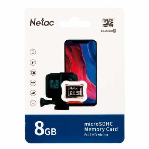 Карта памяти Micro SDHC 8Gb Netac P500 Class 10 без адаптера (NT02P500STN-008G-S)