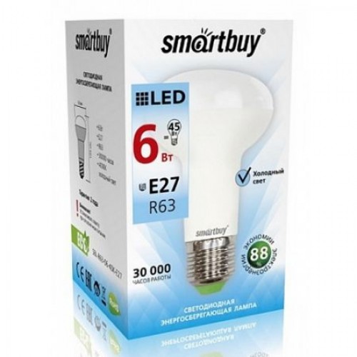 Светодиодная (LED) лампа Smartbuy R63 06W/4000/E27 (SBL-R63-06-40K-E27)