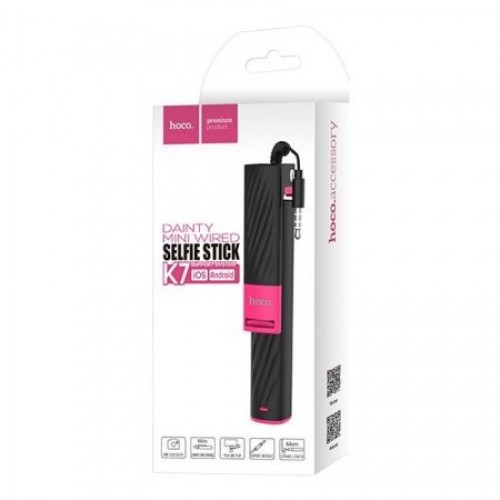Монопод для селфи Hoco K7 Dainty Mini, проводной, складной, длина 64 см, черный