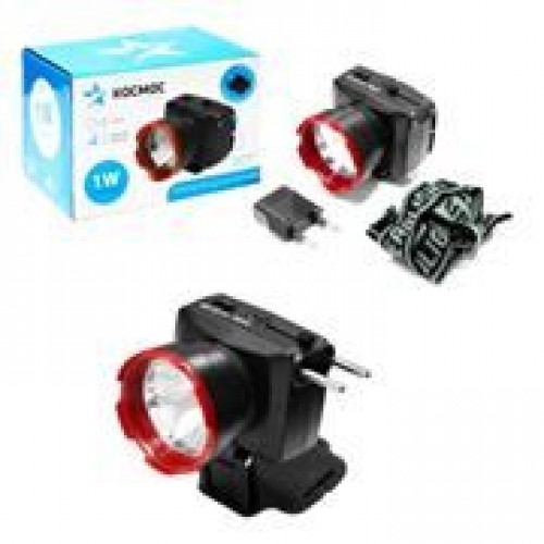 Фонарь налобный Космос H1W, аккумулятор 500mAh, зарядка 220В, 2 режима, 1W (KOCAccuH1WLED)