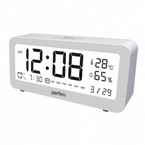 Метеостанция Perfeo PF-S8827 Brisa с часами и будильником, белая (PF_C3576)