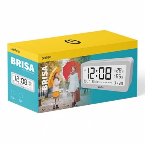 Метеостанция Perfeo PF-S8827 Brisa с часами и будильником, белая (PF_C3576)