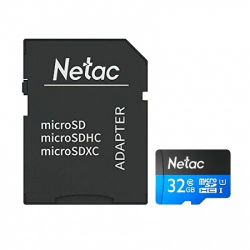 Карта памяти Micro SDHC 32Gb Netac P500 Class 10 UHS-I U1 80 Мб/c + адаптер SD (NT02P500STN-032G-R)