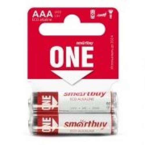 Батарейка AAA Smartbuy ONE LR03/2SB Eco Alkaline, 2 шт, Shrink Card (SOBA-3A02SB-Eco)