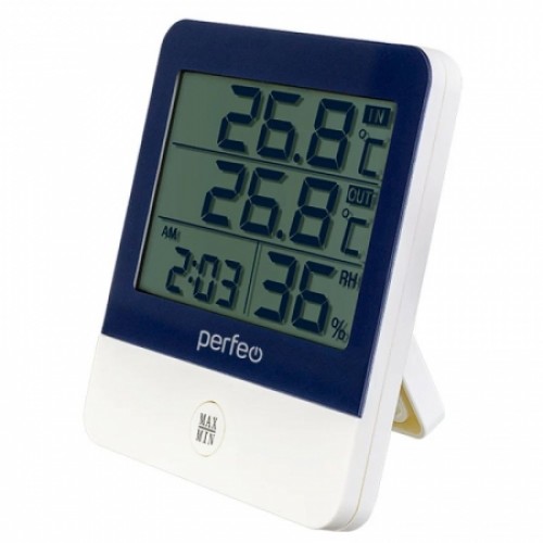 Метеостанция Perfeo PF-CX-260A Kammuri с часами и будильником, белая (PF_C3661)