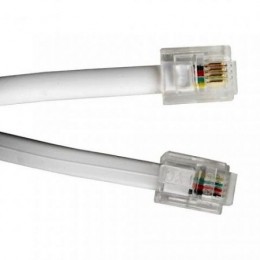 Кабель телефонный c разъёмами 6p4c RJ14(RJ11), 3 м, 4 жилы, белый, Gembird (TC6P4C-3M)