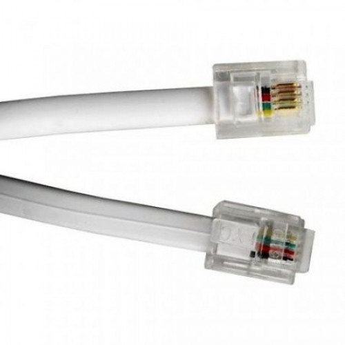 Кабель телефонный c разъёмами 6p4c RJ14(RJ11), 3 м, 4 жилы, белый, Gembird (TC6P4C-3M)