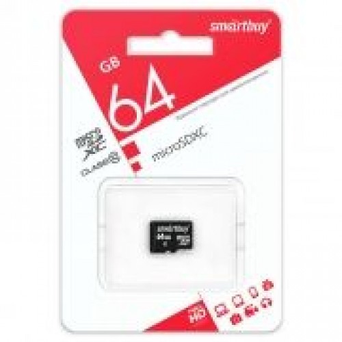 Карта памяти Micro SDXC 64Gb Smartbuy Class 10 без адаптера (SB64GBSDCL10-00LE)