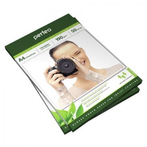 Бумага A4 Perfeo глянцевая 190 г/м, 50 листов (PF-GLA4-190/50) (G03)