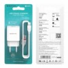 Зарядное устройство Borofone BA20A, 2.1А USB + кабель Lightning, белое