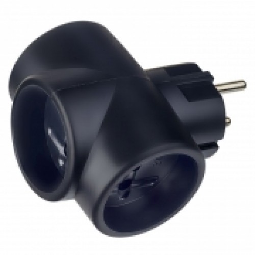 Переходник тройник Perfeo RU POWER 3Т, без заземления, черный, 220В 6А (PF_C3364)