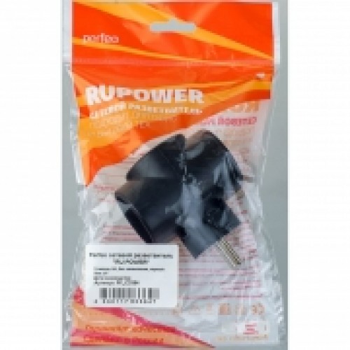 Переходник тройник Perfeo RU POWER 3Т, без заземления, черный, 220В 6А (PF_C3364)