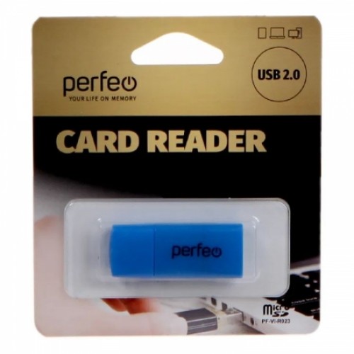 Карт-ридер внешний USB Perfeo PF-VI-R023 для microSD, синий (PF_С3794)