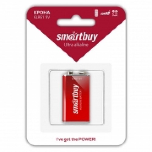 Батарейка 9V Smartbuy 6LR61/1B, щелочная, блистер (SBBA-9V01B)