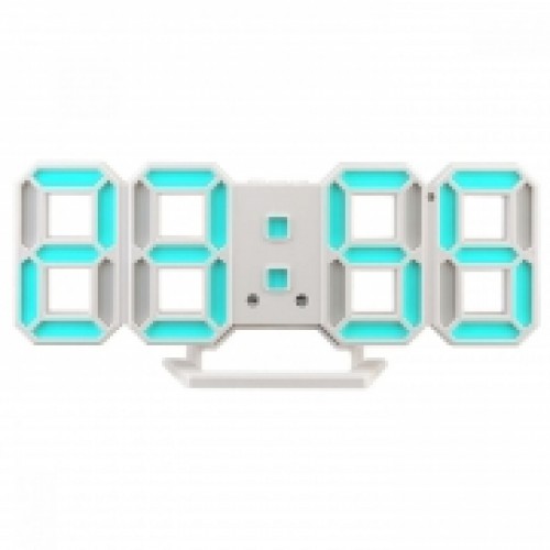 Часы будильник Perfeo LUMINOUS 2", белый корпус/синяя LED подсветка (PF_B4924)"