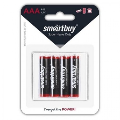 Батарейка AAA Smartbuy R03/4B, солевая, 4 шт, блистер (SBBZ-3A04B)