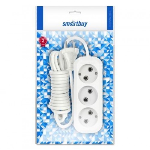 Удлинитель сетевой Smartbuy, 3 розетки, 7 м, 10А/2.2кВт без заземления (SBE-10-3-07-N)