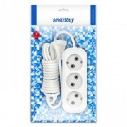 Удлинитель сетевой Smartbuy, 3 розетки, 7 м, 10А/2.2кВт без заземления (SBE-10-3-07-N)