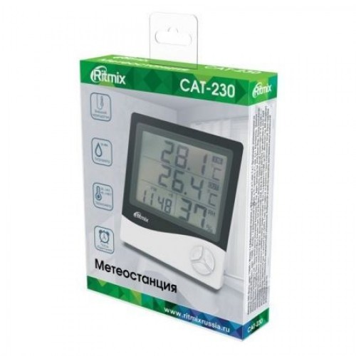 Метеостанция Ritmix CAT-230 с часами и будильником, белая